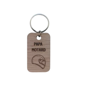 Porte-clé en bois découpé au laser papa motard
