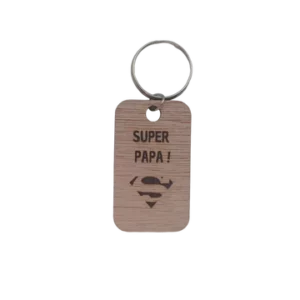 Porte-clé en bois découpé au laser super papa
