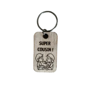 Porte-clé en bois découpé au laser super cousin