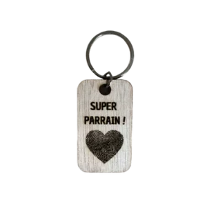 Porte-clé en bois découpé au laser super parrain