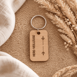 Porte-clés Mère-veilleuse en bois gravé cadeau maman