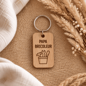 Porte-clés papa bricoleur en bois découpé et gravé au laser