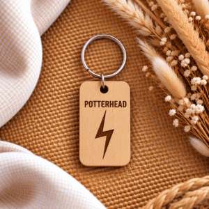 Porte-clés sorcier Potter Head en bois gravé