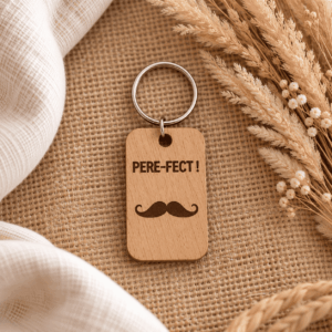 Porte-clés Père-fect en bois gravé cadeau papa