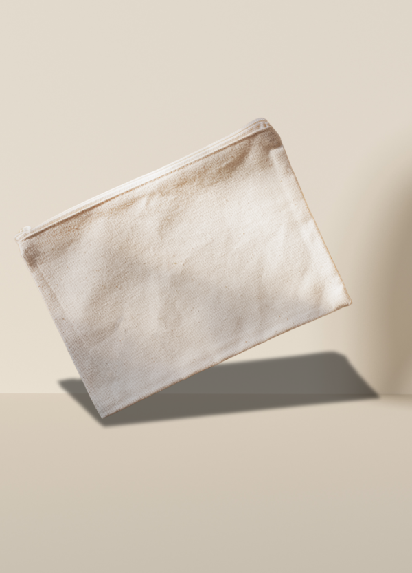 Pochette en coton neutre avec fermeture éclaire à personnaliser
