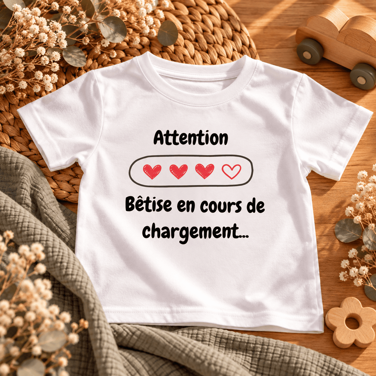t shirt enfant « bêtise en cours » T-shirt enfant Attention prochaine bêtise en cours de chargement