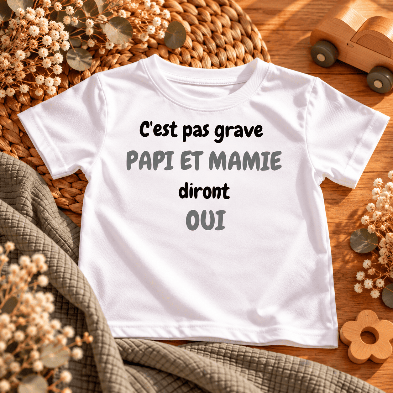 t shirt enfant « papi et mamie » T-shirt enfant C'est pas grave Papy et Mamie diront oui