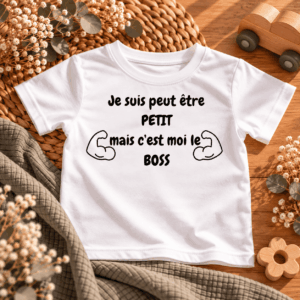 T-shirt enfant Je suis peut-être petit mais c'est moi le boss