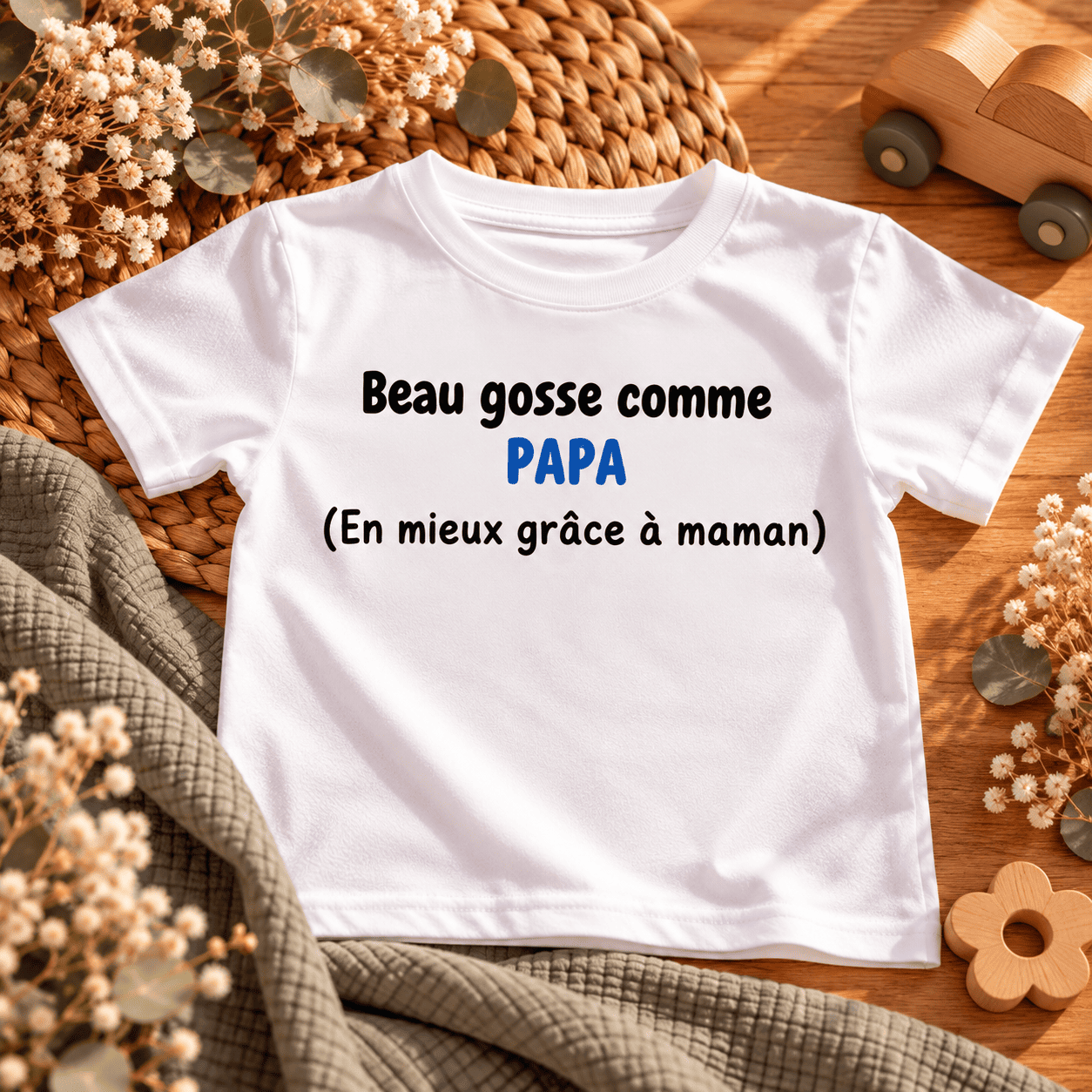 t shirt enfant personnalisé « beau gosse » T-shirt enfant Beau gosse comme Papa en mieux grâce à Maman