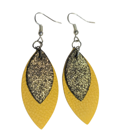 Boucles d’oreilles artisanales en cuir recyclé et acier inoxydable – élégantes et écoresponsables