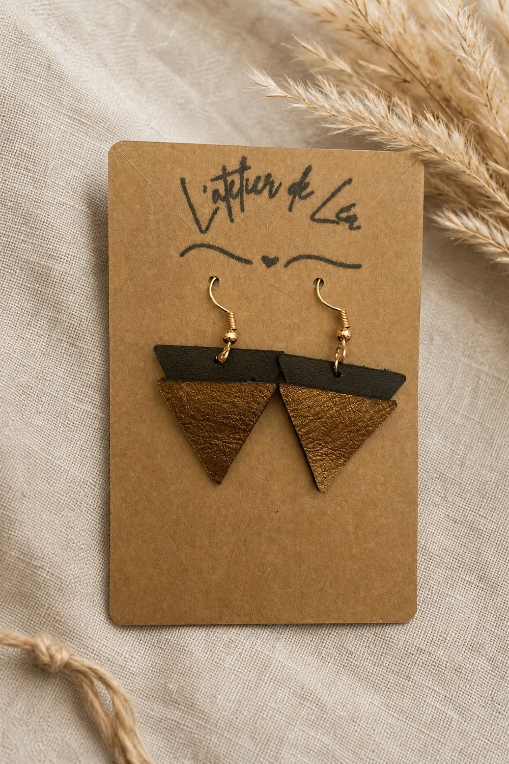 boucle d'oreille en cuir cuivré