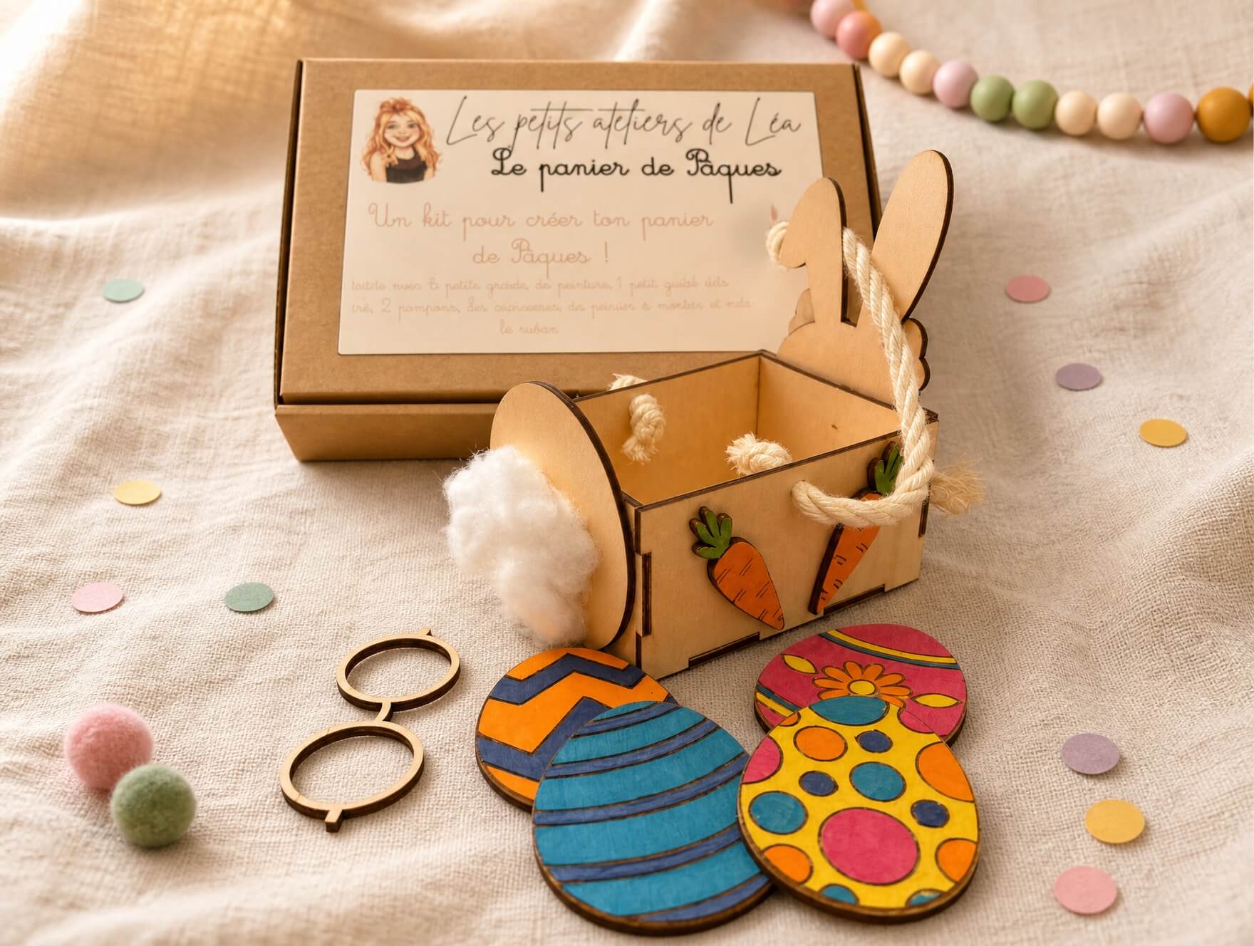 Panier de Pâques lapin à peindre kit créatif enfant Les Petits Ateliers de Léa Panier de Pâques lapin à peindre kit créatif enfant Les Petits Ateliers de Léa