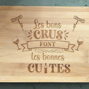 Planche à découper en bambou 20x30 personnalisée par gravure – création artisanale