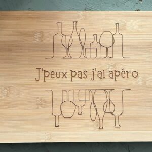 Planche à découper en bambou 20x30 personnalisée par gravure – création artisanale