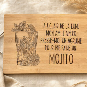 Planche à découper en bambou 20x30 personnalisée par gravure – création artisanale