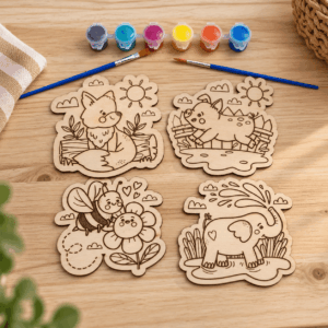 Kit de coloriage en bois animaux à peindre pour enfant