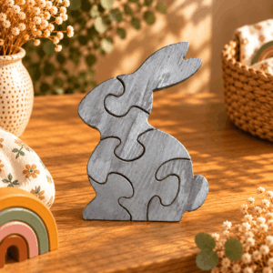 Puzzle lapin en bois à assembler pour enfant
