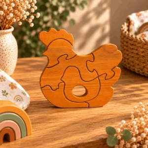 Puzzle poule en bois à assembler pour enfant