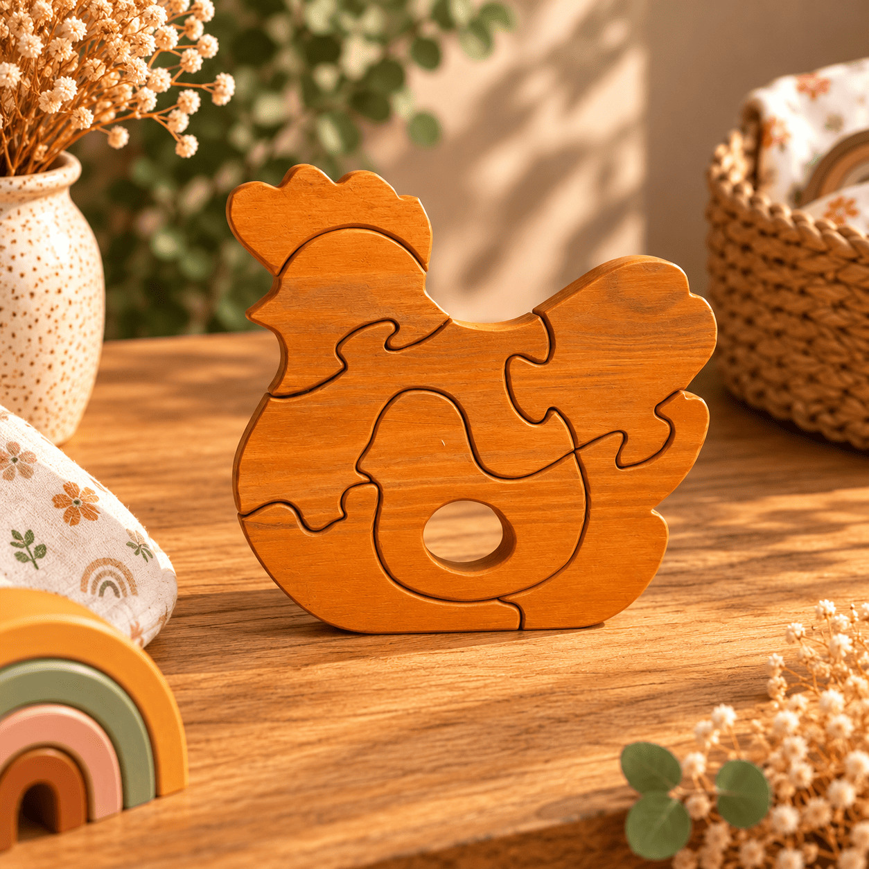 puzzle en bois en forme de poule Puzzle poule en bois à assembler pour enfant